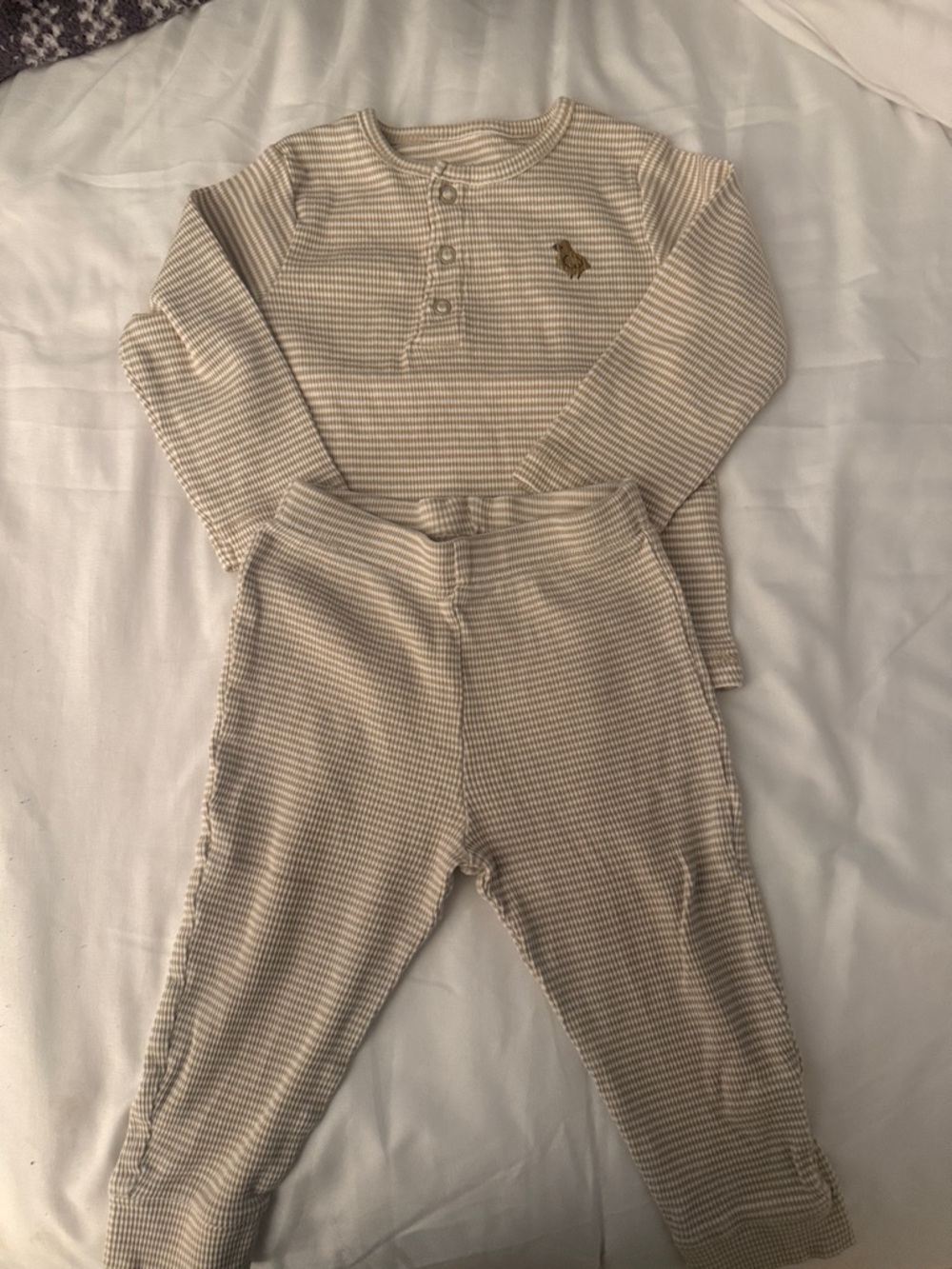 Carter's Cream and Beige Striped Toddler Henley Top